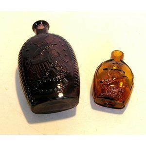 American Eagle Glass Bottles Set of Two Plum and Amber